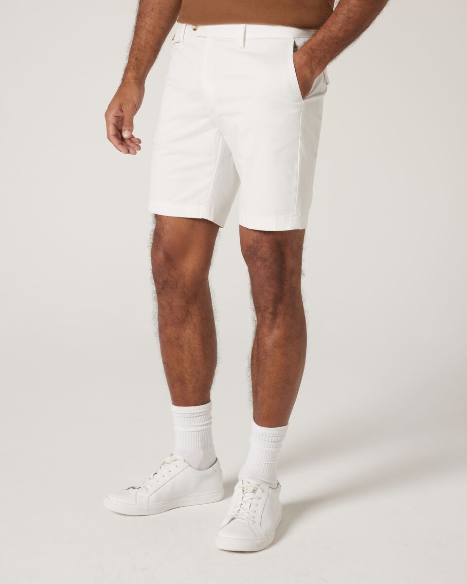 Slim Stretch Cotton Stretch Chino Short, White, hi-res